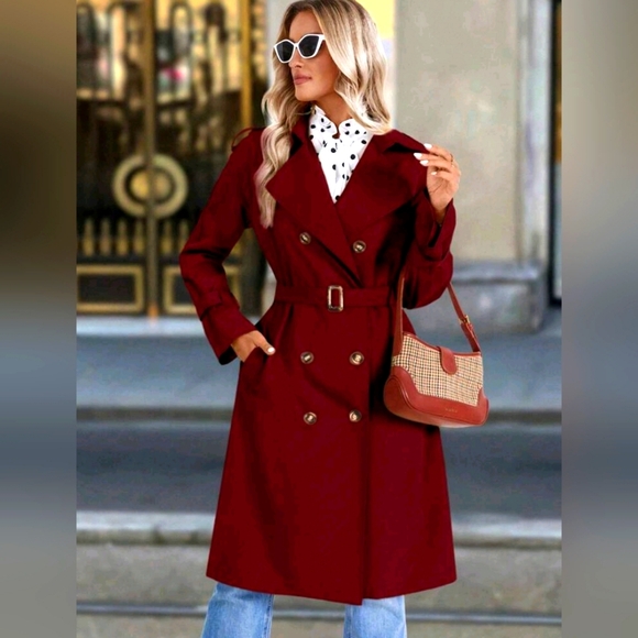 SHEIN Jackets & Blazers - SHEIN Classic women's Casual Commuter Fashion Long Double-Breasted ButtonTrench